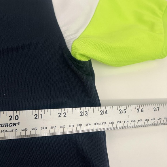 Psycho Bunny Polo Shirt Mens 2XL Navy Neon Green Colorblock Golf Skull Logo - Picture 15 of 16